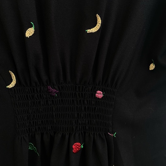 Abow Black Dress with Fruit Embroidery 🍉 🍎 🍌 Size 10 - Picture 15 of 16